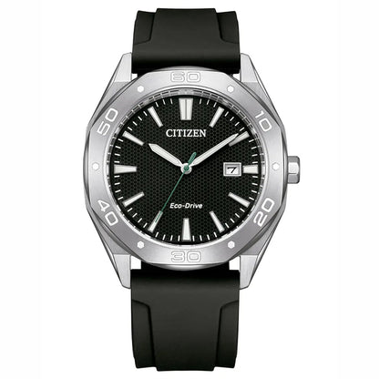 Citizen Stainless Steel Silicone Strap Black Dial 41mm Men's Watch