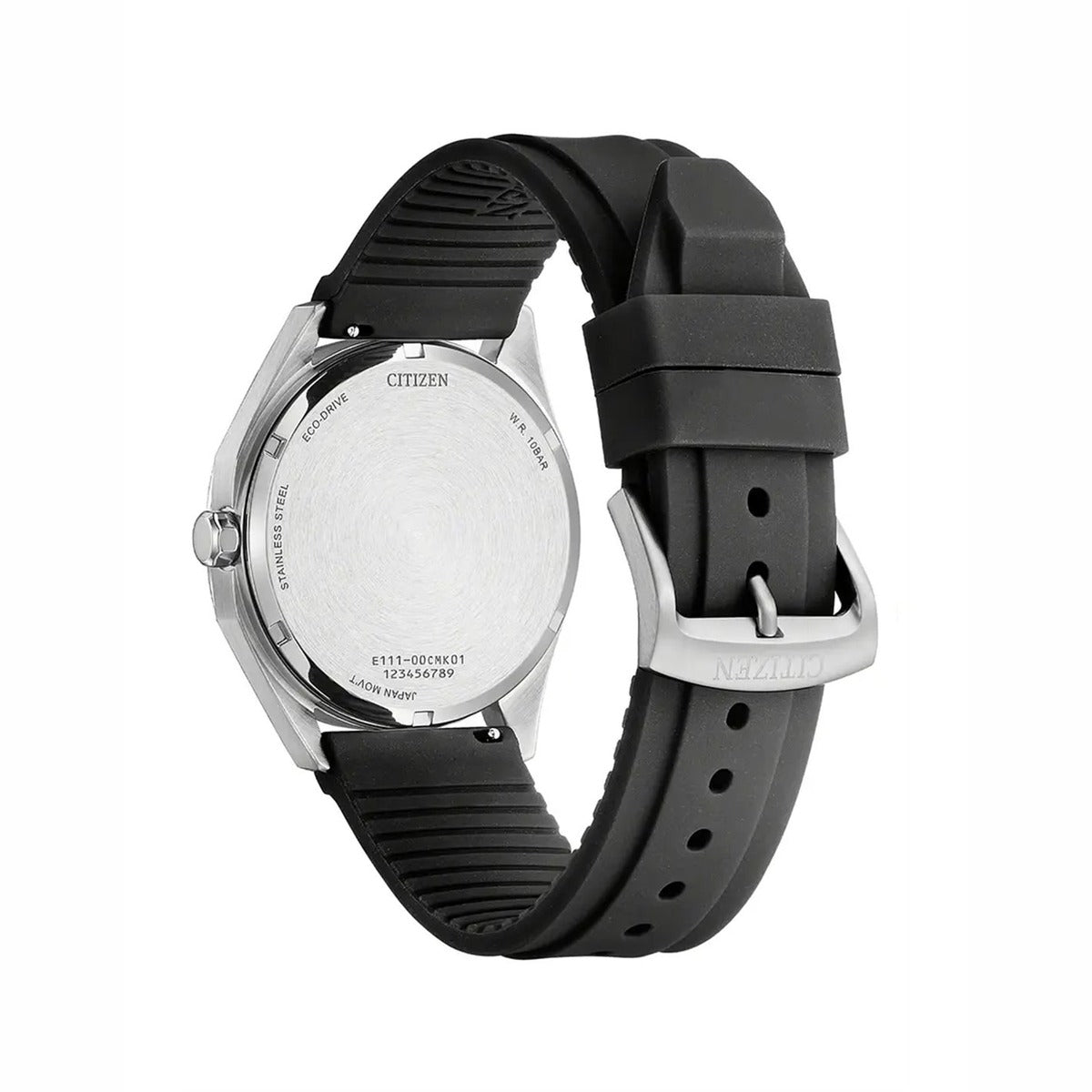 Citizen Stainless Steel Silicone Strap Black Dial 41mm Men's Watch