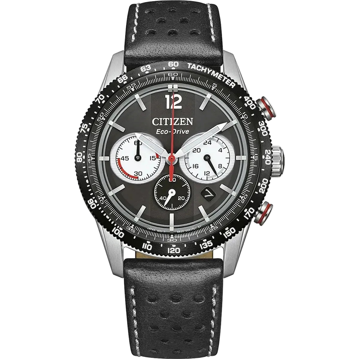 Citizen Stainless Steel Leather Strap Black Dial 40mm Men's Watch