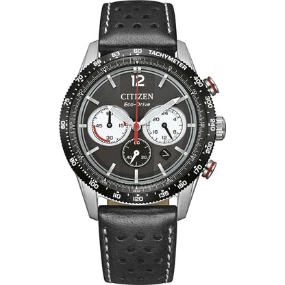 Citizen Stainless Steel Leather Strap Black Dial 40mm Men's Watch