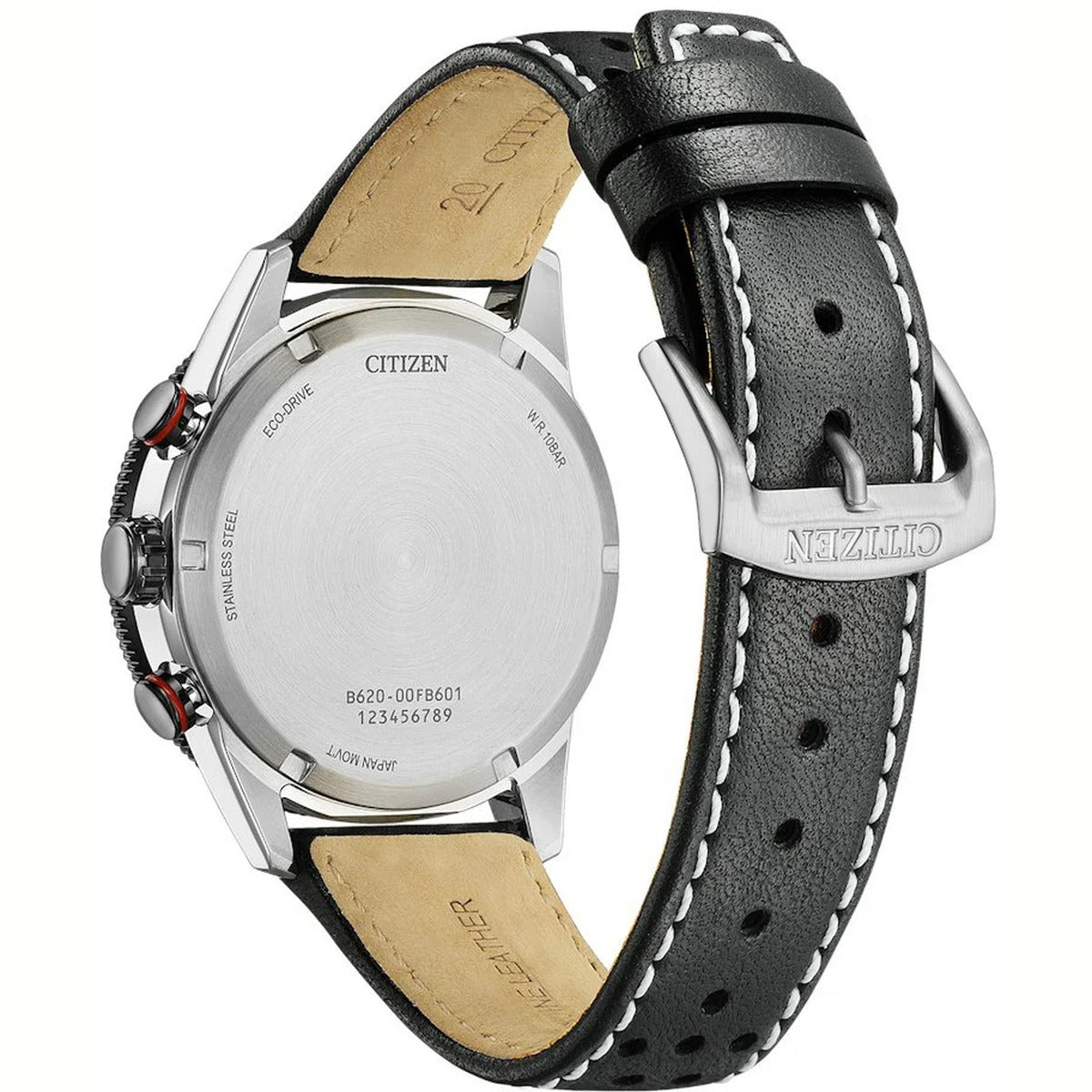 Citizen Stainless Steel Leather Strap Black Dial 40mm Men's Watch