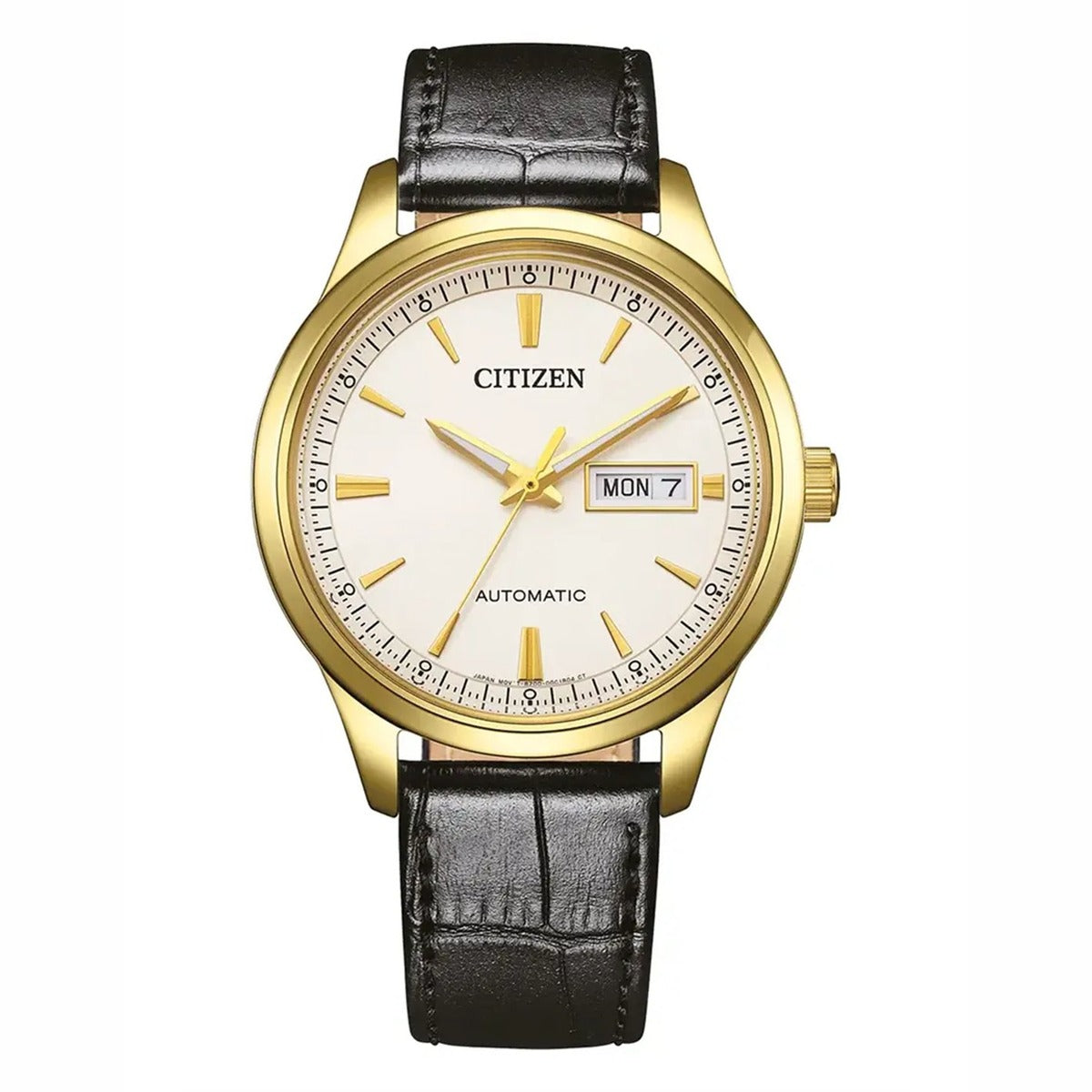 Citizen Stainless Steel Leather Strap White Dial 40mm Men's Watch