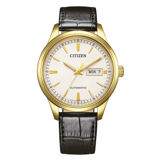 Citizen Stainless Steel Leather Strap White Dial 40mm Men's Watch