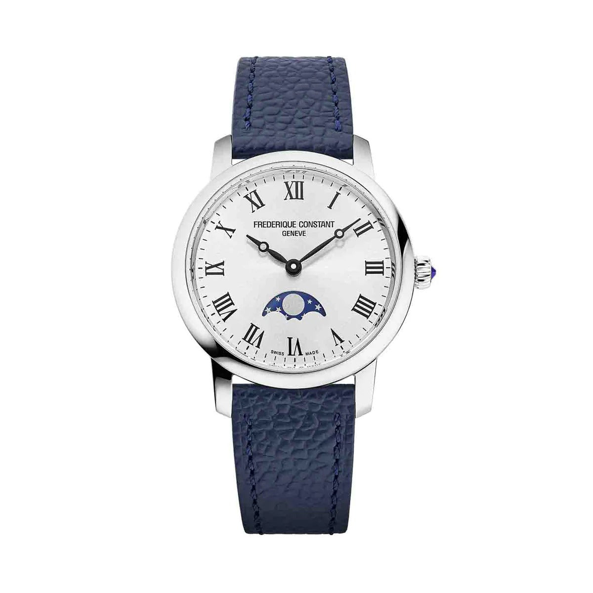 Frederique Constant Stainless Steel Leather Strap Silver Dial 30mm Men's Watch