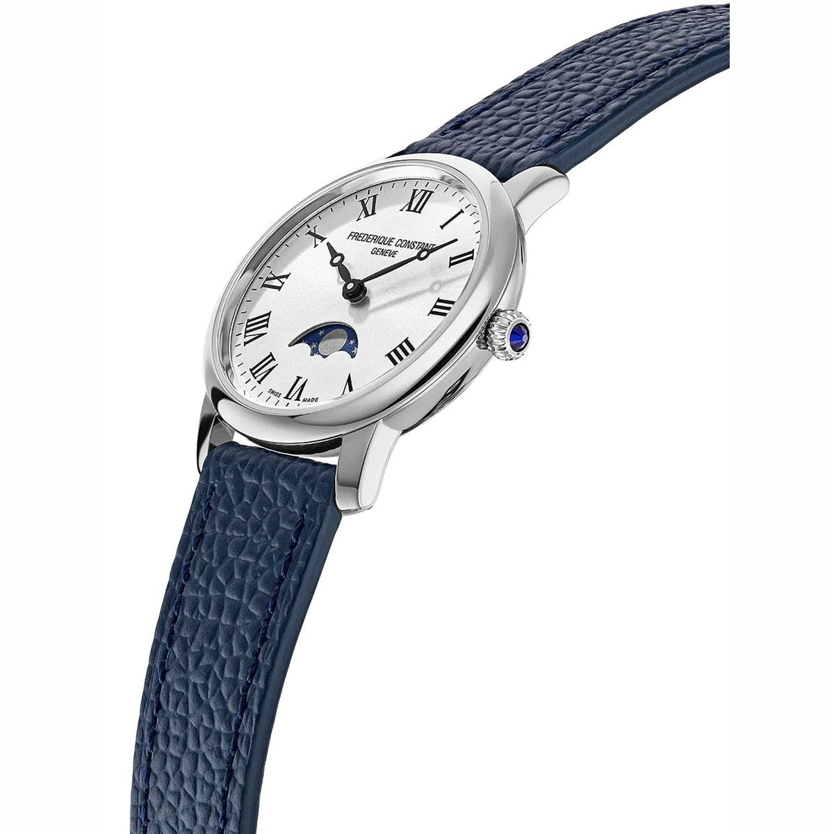 Frederique Constant Stainless Steel Leather Strap Silver Dial 30mm Men's Watch