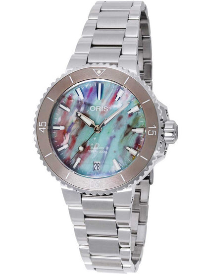 Oris Aquis Date Automatic 01 733 7770 4150-Set 36mm 30 ATM Turquoise Dial Women's Watch