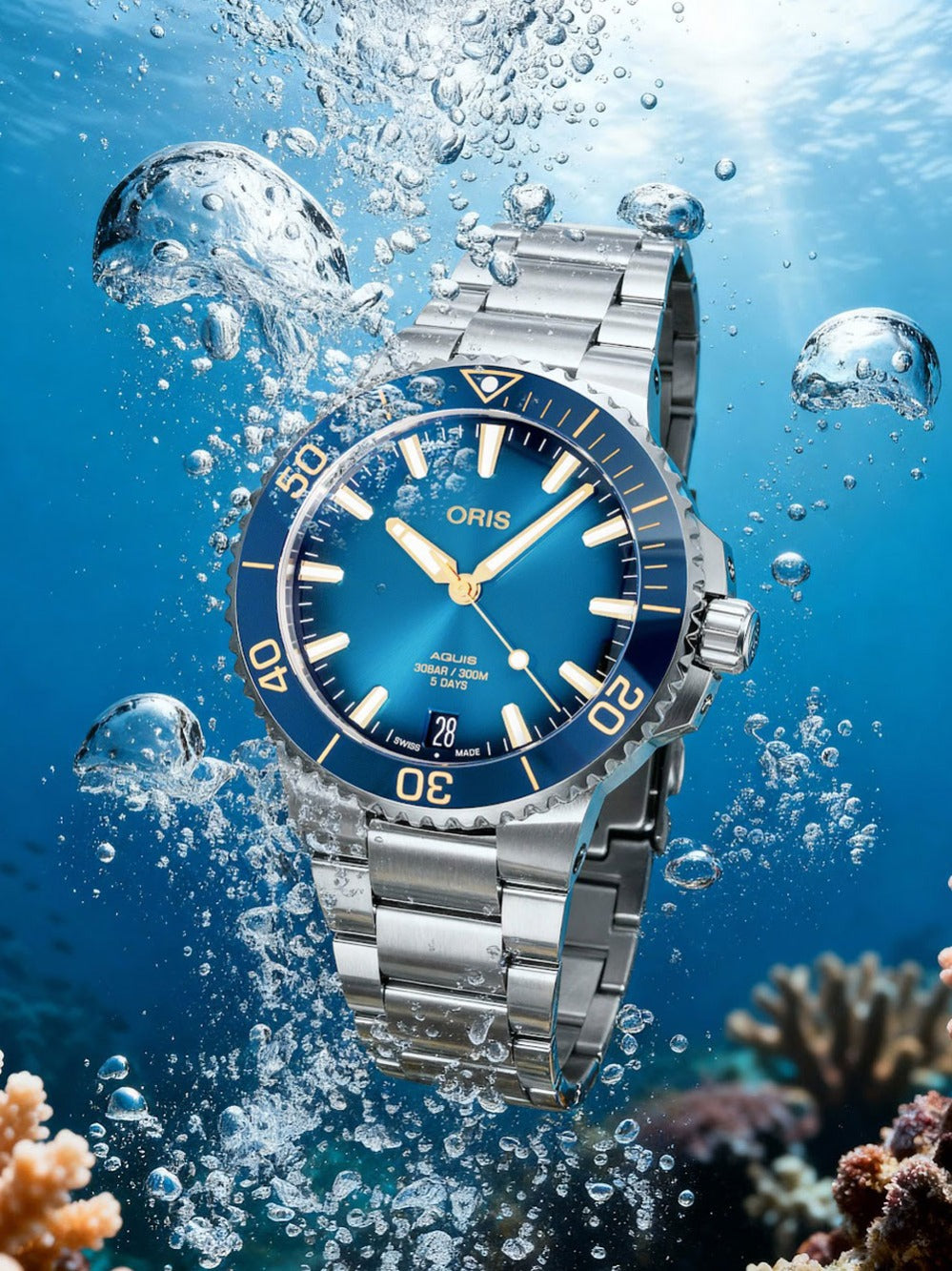 Oris Aquis Date Automatic 01 400 7769 4125-07 8 22 09PEB 41mm 30 ATM Blue Dial Men's Watch