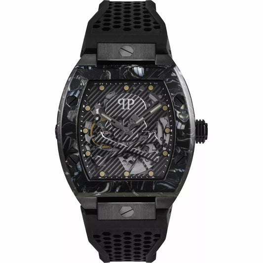 Philipp Plein Stainless Steel Silicone Strap Black Dial 44mm Men's Watch