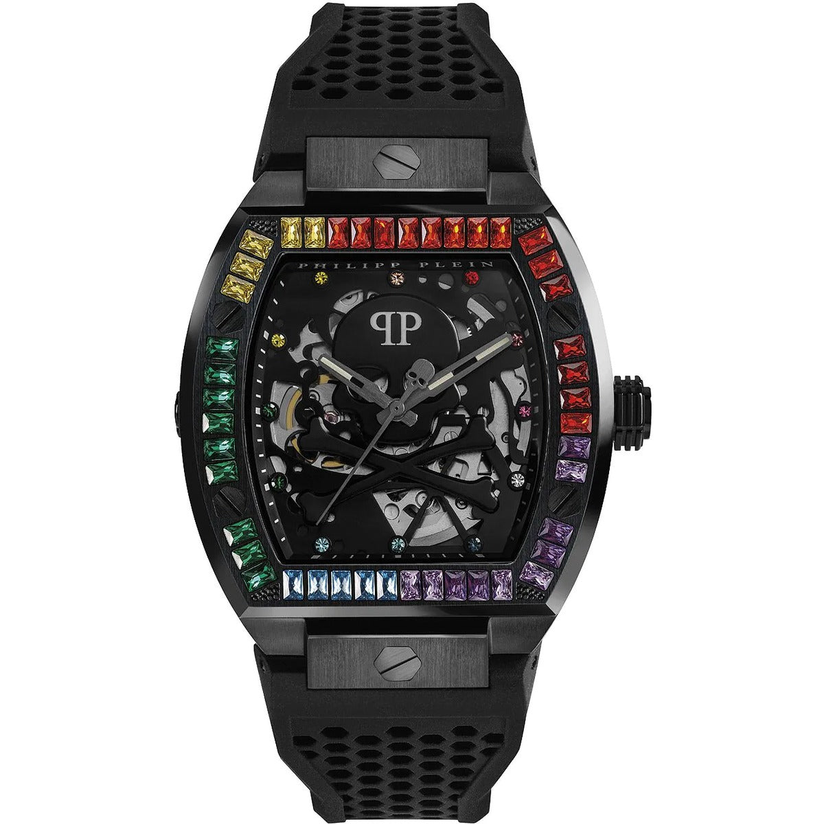 Philipp Plein Stainless Steel Silicone Strap Black Dial 44mm Men's Watch