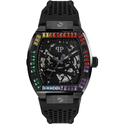 Philipp Plein Stainless Steel Silicone Strap Black Dial 44mm Men's Watch