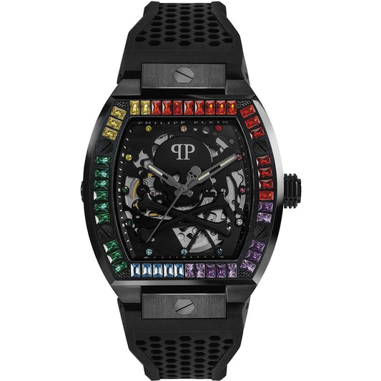 Philipp Plein Stainless Steel Silicone Strap Black Dial 44mm Men's Watch