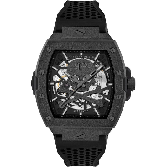 Philipp Plein Stainless Steel Silicone Strap Black Dial 44mm Men's Watch