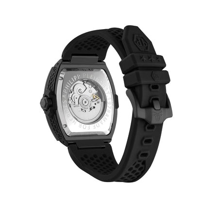 Philipp Plein Stainless Steel Silicone Strap Black Dial 44mm Men's Watch