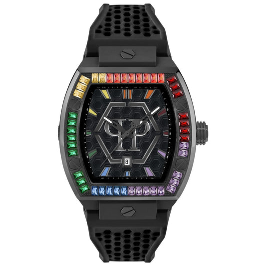 Philipp Plein Stainless Steel Silicone Strap Black Dial 44mm Men's Watch