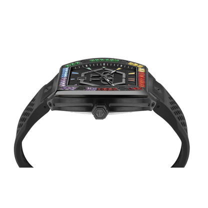 Philipp Plein Stainless Steel Silicone Strap Black Dial 44mm Men's Watch
