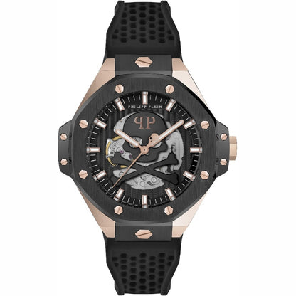 Philipp Plein Watch Stainless Steel Silicone Strap Black Dial 46mm Men's Watch