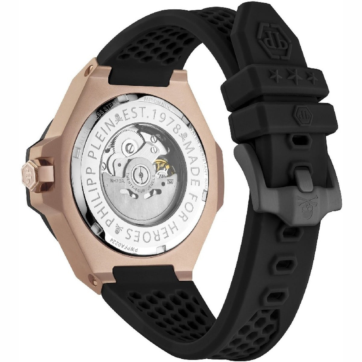 Philipp Plein Watch Stainless Steel Silicone Strap Black Dial 46mm Men's Watch