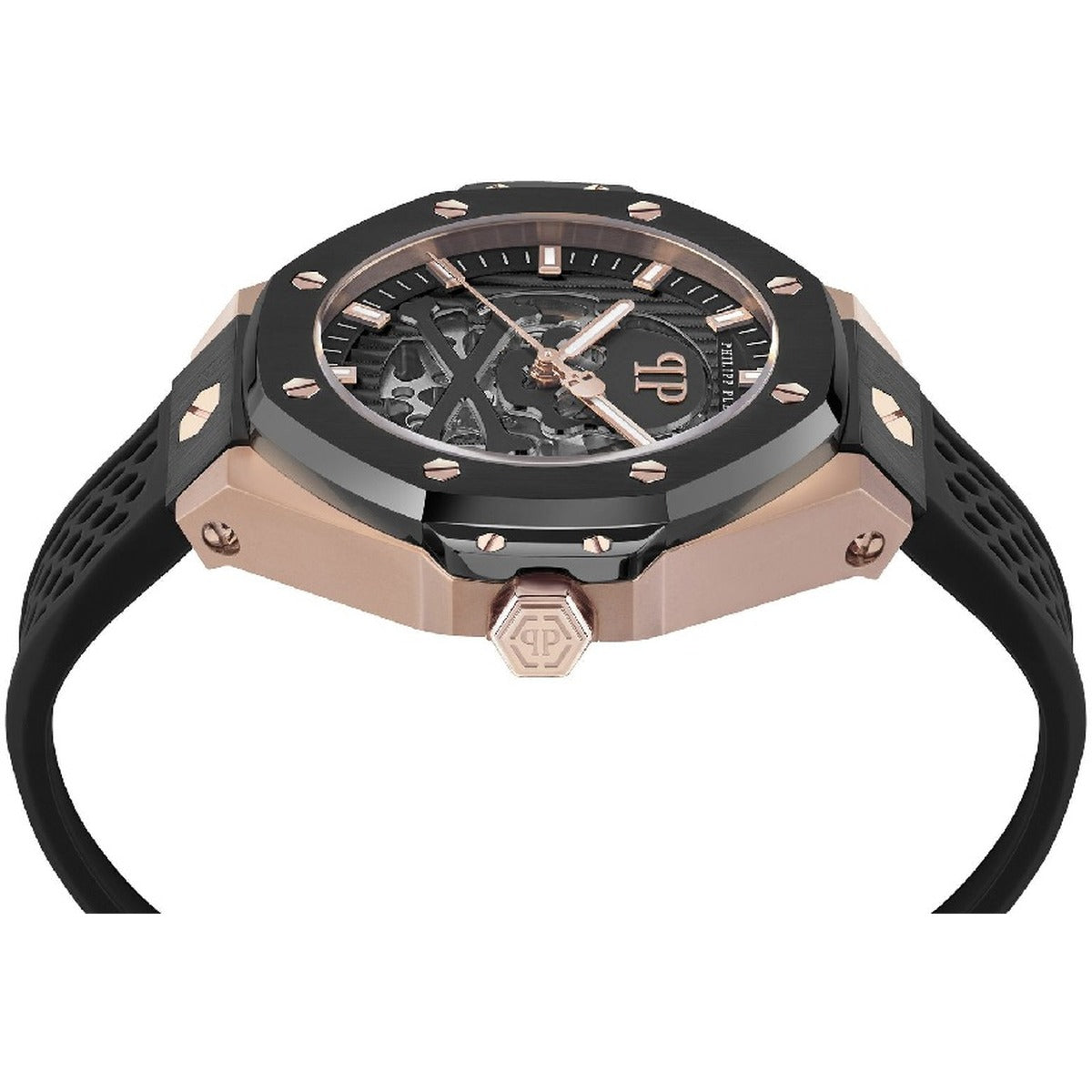 Philipp Plein Watch Stainless Steel Silicone Strap Black Dial 46mm Men's Watch