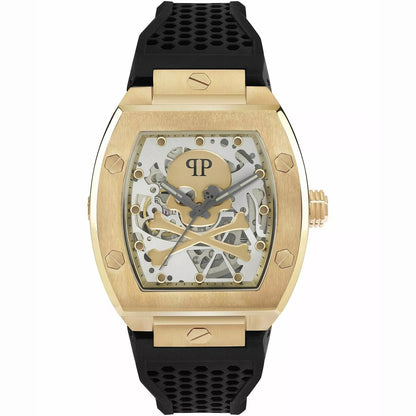 Philipp Plein Stainless Steel Silicone Strap Gold Dial 44mm Men's Watch
