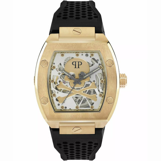 Philipp Plein Stainless Steel Silicone Strap Gold Dial 44mm Men's Watch