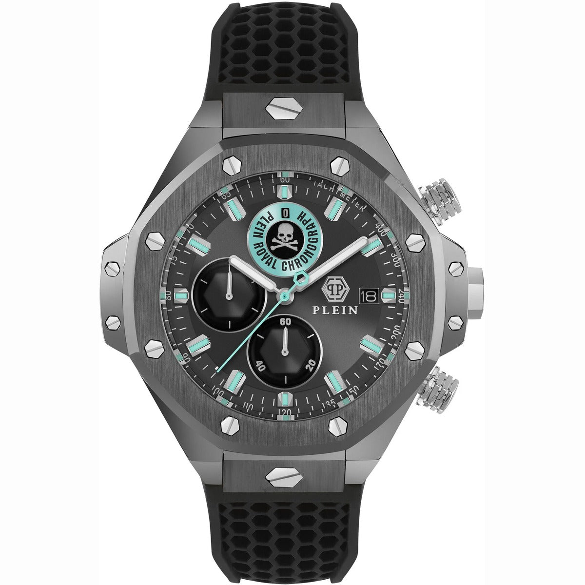 Philipp Plein Stainless Steel Silicone Strap Grey Dial 46mm Men's Watch