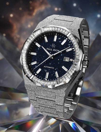 Paul Rich Moissanite Frosted Star Dust II Silver Quartz PR-46706 43mm 5 ATM Blue Dial Men's Watch