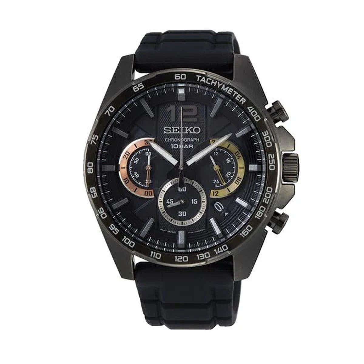 Seiko Stainless Steel Silicone Strap 44mm Men's Watch