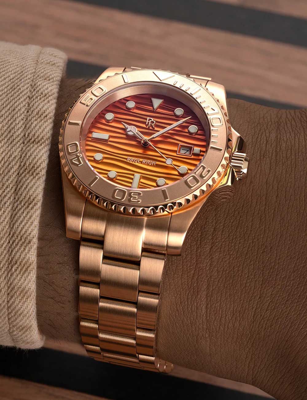 Paul Rich Crystal Bay Sunset Beach Quartz PR-46711 40mm 5 ATM Orange Dial Men's Watch