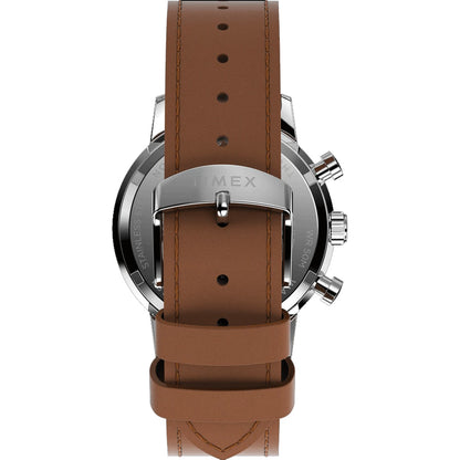 Timex Stainless Steel Leather Strap Green Dial 40mm Men's Watch