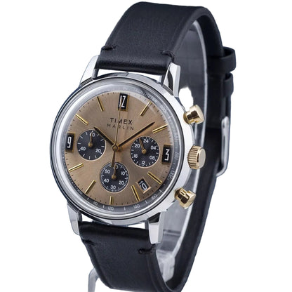 Timex Stainless Steel Leather Strap Champagne Dial 40mm Men's Watch