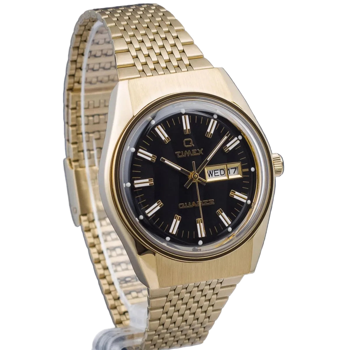 Timex Stainless Steel Leather Strap Black Dial 39mm Men's Watch