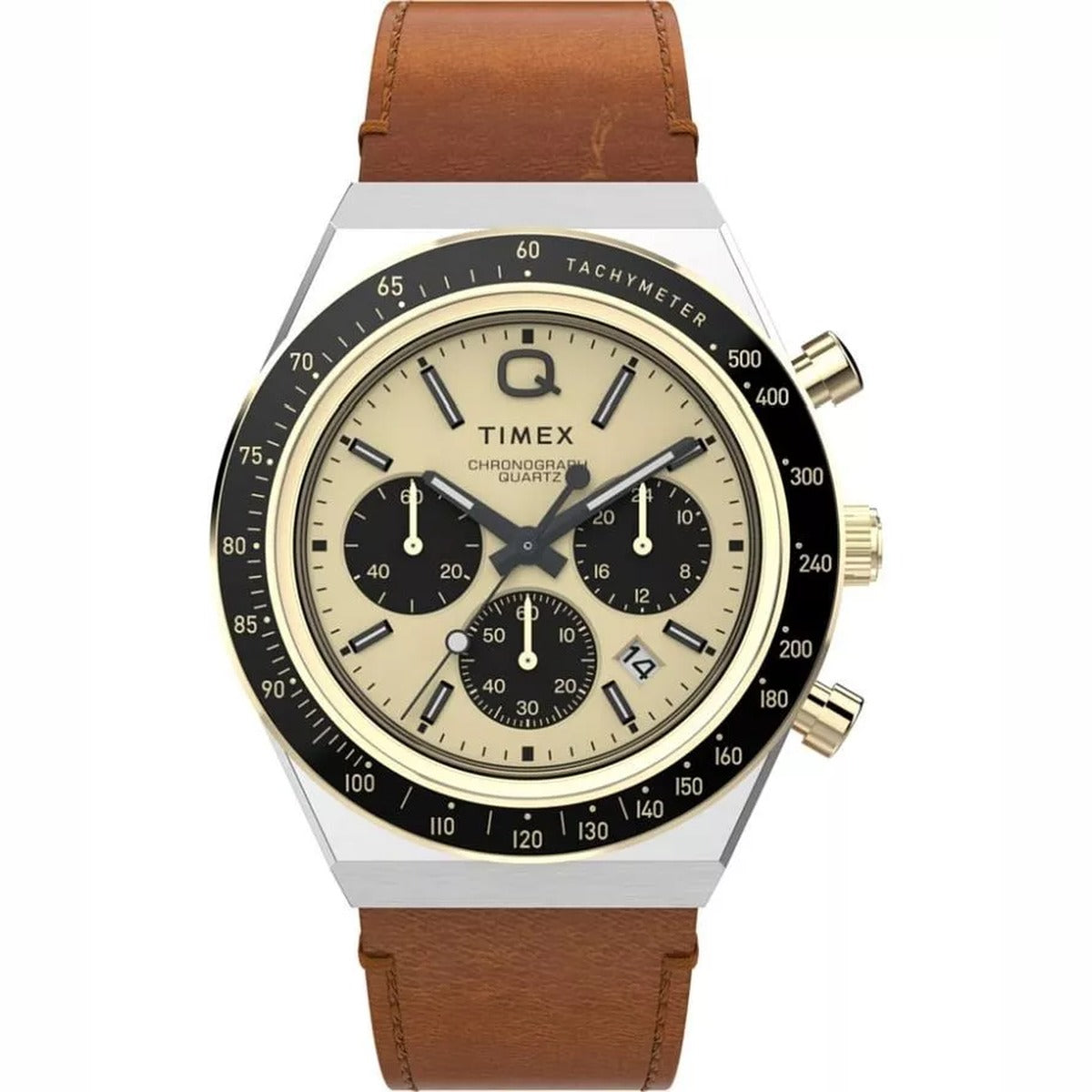 Timex Stainless Steel Leather Strap Gold Dial 40mm Men's Watch