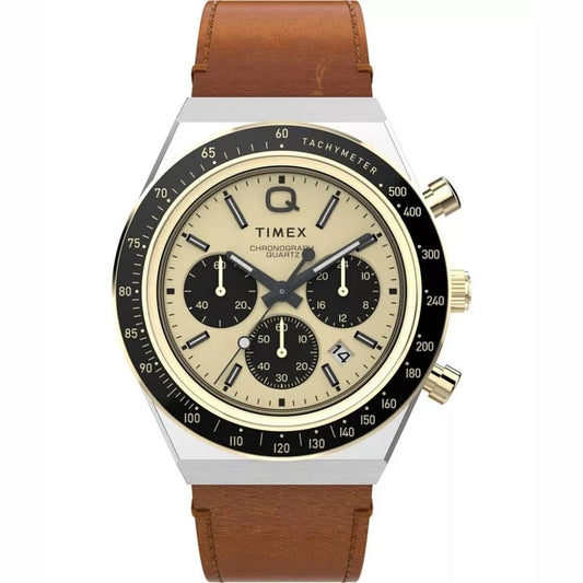 Timex Stainless Steel Leather Strap Gold Dial 40mm Men's Watch