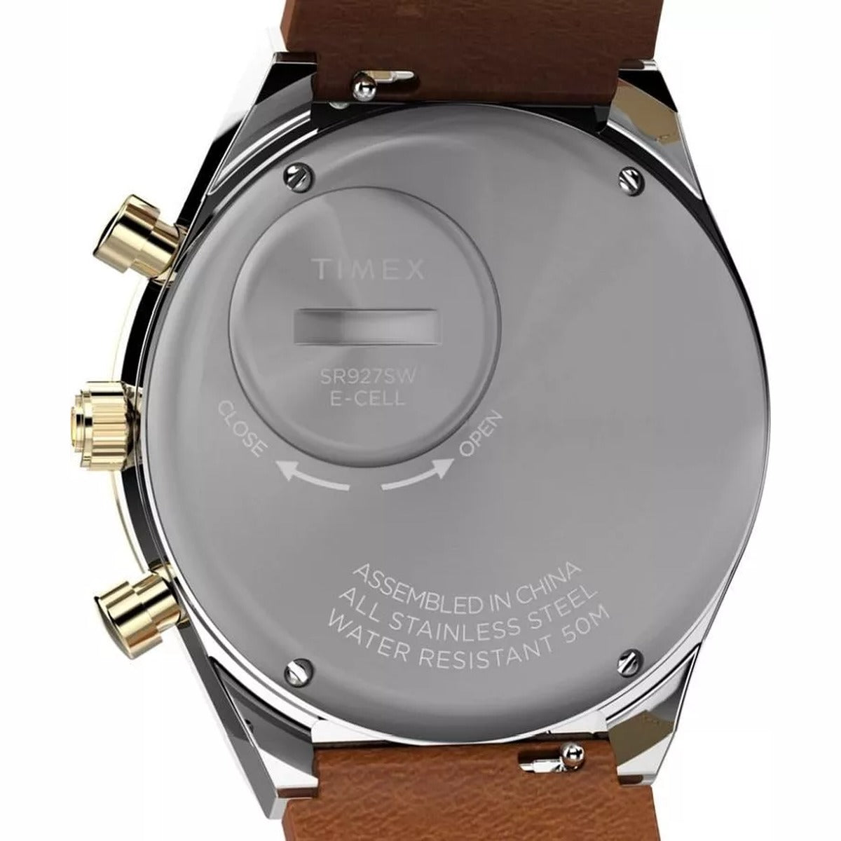 Timex Stainless Steel Leather Strap Gold Dial 40mm Men's Watch