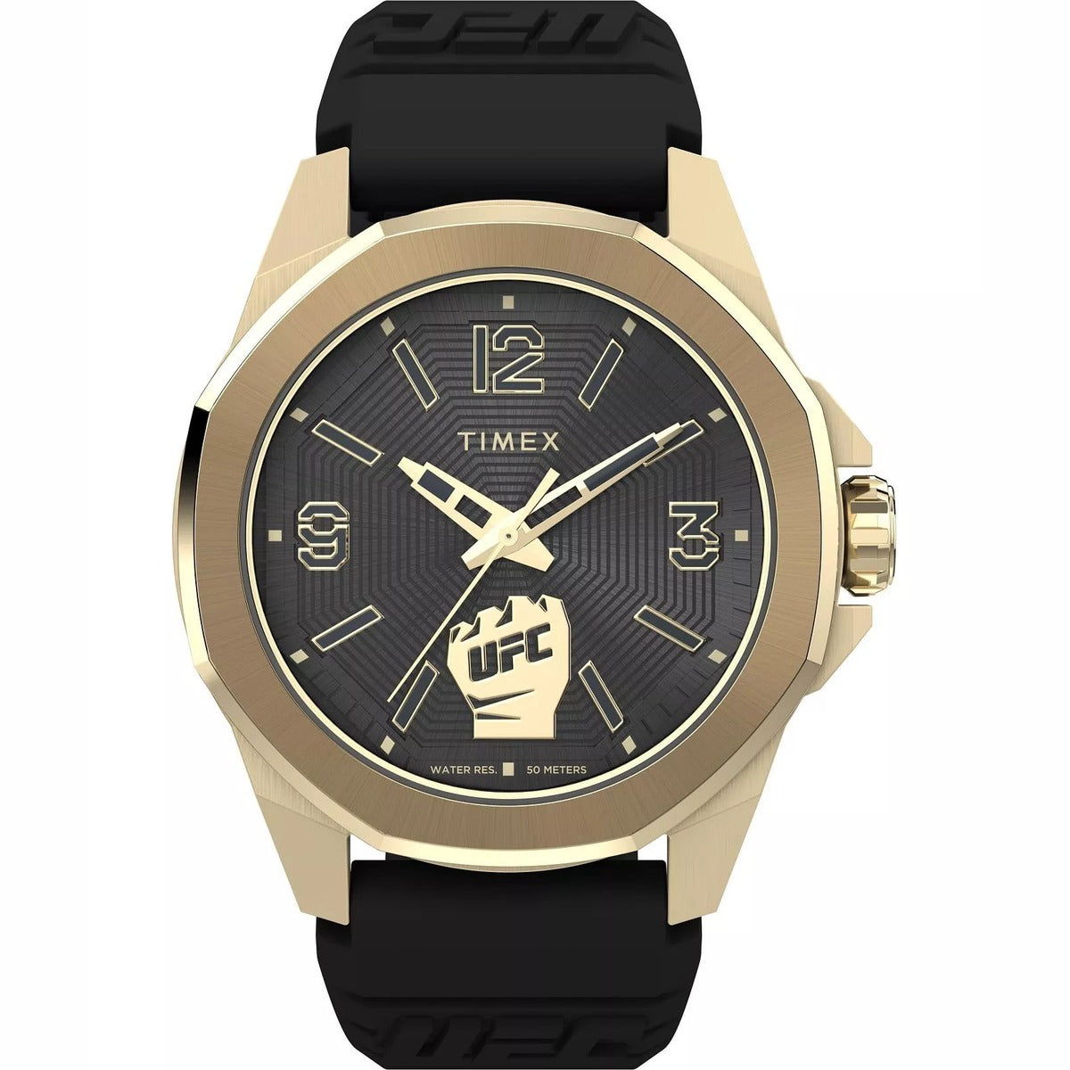 Timex Stainless Steel Silicone Strap Black Dial 46mm Men's Watch