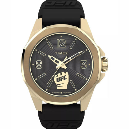 Timex Stainless Steel Silicone Strap Black Dial 46mm Men's Watch