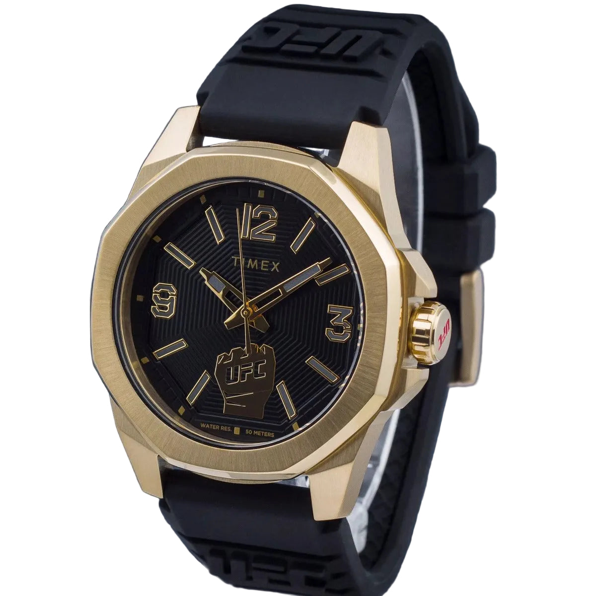 Timex Stainless Steel Silicone Strap Black Dial 46mm Men's Watch