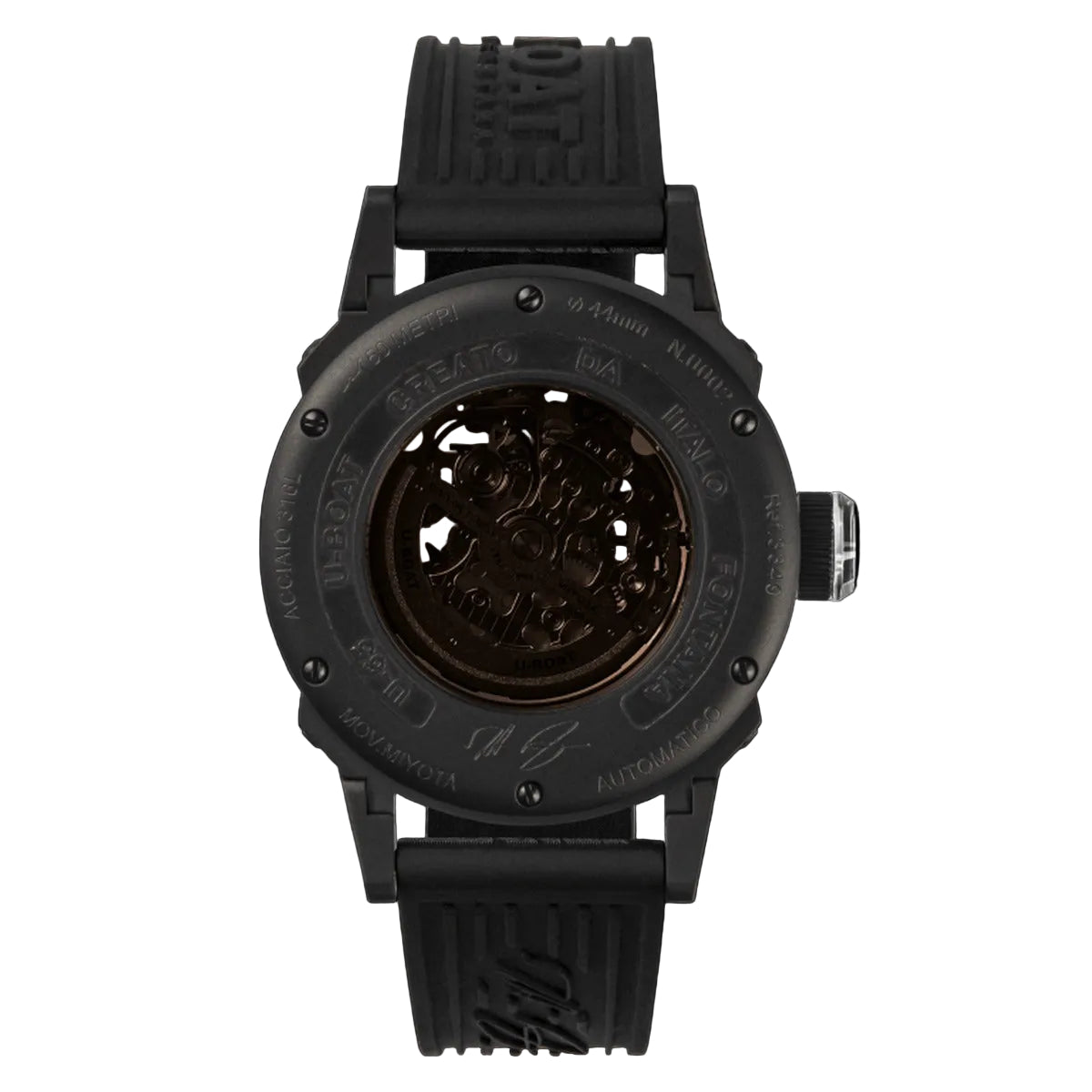 U-Boat Stainless Steel Rubber Strap Black Dial Men's Watch
