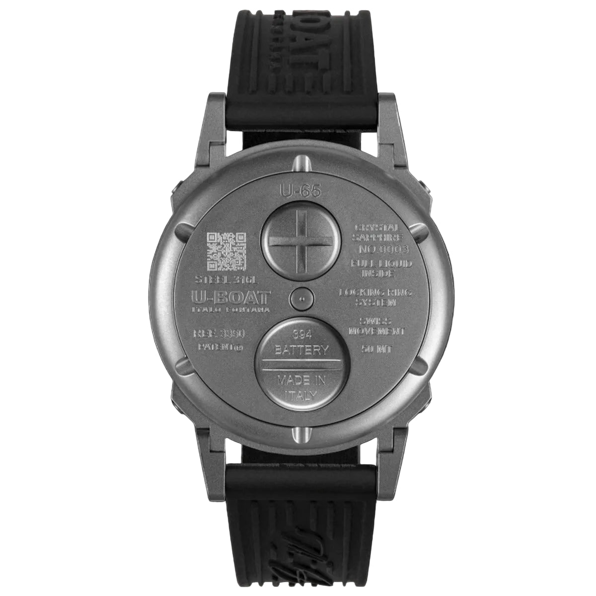 U-Boat Stainless Steel Silicone Strap Grey Dial 44mm Men's Watch